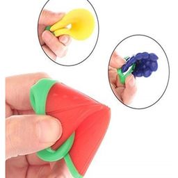 Joy Buzz Fruit Shape Teether (Set of 3) | Soft & Safe Fruit-Shaped Baby Teether | BPA-Free Silicone | Multi-Colour Teething Toy for Infants (Blue & Peach & Red) image 4
