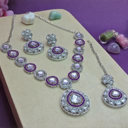VATSALYA creation Alloy Gold- plated Purple Jewellery Set-picture-45