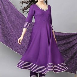 IkDaiya Women Ethnic Motifs Embroidered Angrakha Gotta Patti Kurta with Trousers & With Dupatta-30