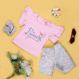 V-Mart Girls Printed Top with Shorts-image-4