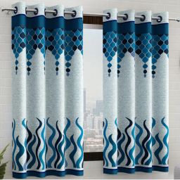 Story@Home Blue Abstract Window Curtains (Pack of 2)-picture-0