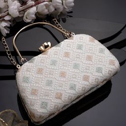 Anekaant Embroidered Buckle Detail Box Clutch-image-41