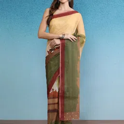 DIVASTRI Floral Silk Cotton Dabu Saree-image-59