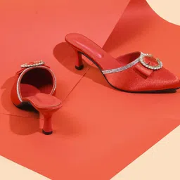 Try Me Women Embellished Kitten Heel Mules-6