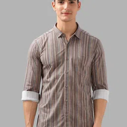 BULLMER Men Spread Collar Multi Striped Cotton Casual Shirt-image-34