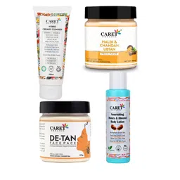 CARET ORGANIC Set Of 4 De-Tan Pack, Haldi & Chandan Pack, Hybrid Cleanser & Almond Lotion-13