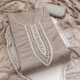 SHADOW & SAINING Floral Woven Design Beads and Stones Unstitched Dress Material-image-36