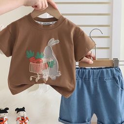 LULU & SKY Boys Animal Graphic Printed T-shirt With Denim Shorts-image-10