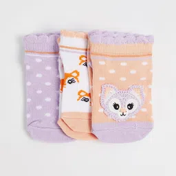 max Girls Pack Of 3 Printed Ankle-Length Socks-19