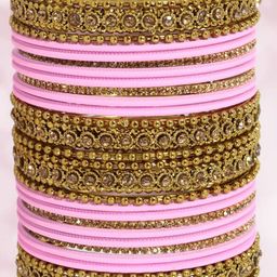 ZULKA Set Of 28 Metal With Zircon Gemstone Studded Traditional Bangles-image-74