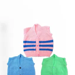 KIDSKA Kids Striped Woolen Sweaters - Pack Of 3-24