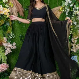 Fashion Basket Unstitched Lehenga & Ready to Wear Blouse Silk Georgette-picture-17
