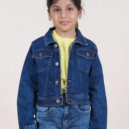 KiddoPanti Girls Washed Crop Denim Jacket-image-62