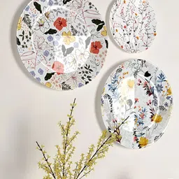 Homscape 3-Pcs White & Red PrintedCeramic Wall HangingPlates-image-11