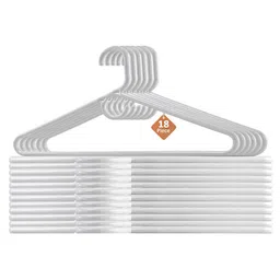 Kuber Industries White Pack Of 18 Multipurpose Cloth Hangers For Wardrobe-42