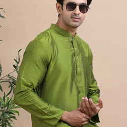 TATTVA Men Embroidered Thread Work Summer Sheers Kurta-image-4