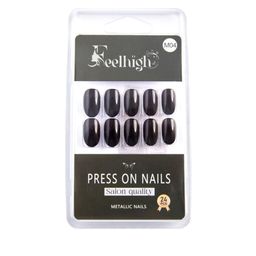 FEELHIGH Set of 24 Reusable Press On Metallic Nails image 1