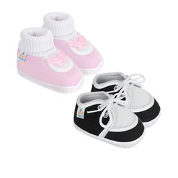 NESKA MODA Infants Girls Pack Of 2 Cotton Booties-picture-2