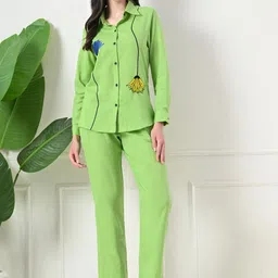Da Intimo Pure Cotton Shirt & Trousers Co-Ord Set-image-77