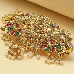Anouk Women Red Maroon & Green Metal Ethnic Laxmi Hair Clip with Drop Jhumka-picture-28