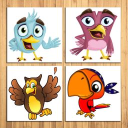 Wens Singing Birds Sparkle Laminated Wall Panels Multicolor - Set of 4-image-67