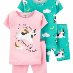 Carter's 4-Piece Cow Snug Fit Cotton PJs - Pink Green-image-3