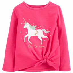 Carter's  Glitter Unicorn Tie-Front Jersey Tee - Pink-25
