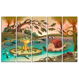 Wens True Friendship 5 Panels Velvet Laminated Wall Art - Multicolour-image-81
