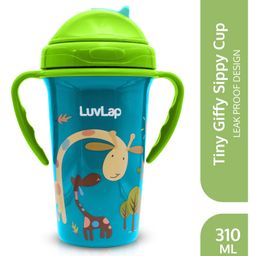 LuvLap Tiny Giffy Silicone Straw Sipper Green - 300 ml-picture-25