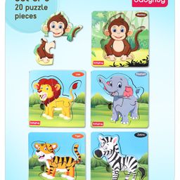 Babyhug  Wild Animals  Jigsaw Wooden Board Puzzle Set of 5 - 4 Pieces Each-16