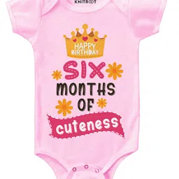 KNITROOT Short Sleeves Six Months Print Onesie - Pink-picture-46