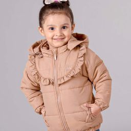 Babyoye Full Sleeves Polyester Hooded Padded Jacket - Brown-image-94