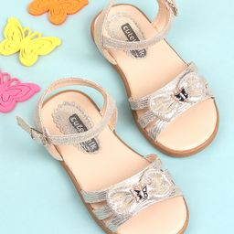 Cute Walk by Babyhug  Party Wear Sandals Bow Appliques - Silver-image-76