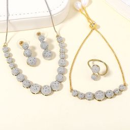 Estele Gold-Plated Crystals Studded Jewellery Set-image-3