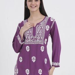 The Chikan Label Ethnic Motifs Embroidered Chikankari Chikankari Kurti-image-38