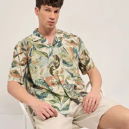 THE BEAR HOUSE Men Oversized Fit Floral Printed Cuban Collar Casual Shirt-picture-32