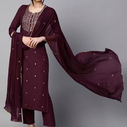 GoSriKi Women Floral Embroidered Regular Kurta with Trousers & With Dupatta-picture-20