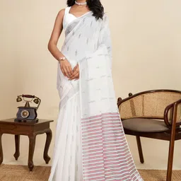 all about you Floral Printed Pure Linen Saree With Blouse-picture-2