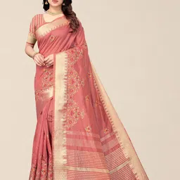 DIVASTRI Ethnic Motifs Zari Silk Cotton Designer Banarasi Saree-image-70