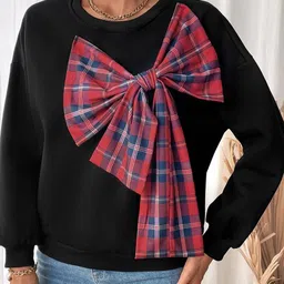LULU & SKY Bow-knot Front Applique Sweatshirt-image-98