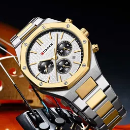 Curren Men Brass Dial & Stainless Steel Straps Analogue Watch CR-8440-TT-W-54