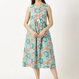Saffron Threads Floral Printed Fit & Flare Midi Dress-image-98