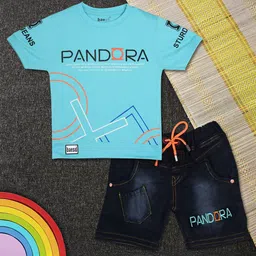 BAESD Boys Printed T-shirt With Denim Shorts-picture-31