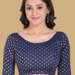 Oomph! Woven Design Boat Neck Saree Blouse-image-54