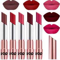 VOLO Set Of 5 Creme Matte Lipstick - 3.5g Each - 34-40-41-42-44-image-78