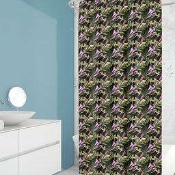 ArtzFolio Black & Green Floral Printed Waterproof Shower Curtain-image-97