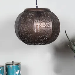 Devansh Gunmetal-Toned Textured Quirky Ceiling Lamp-4