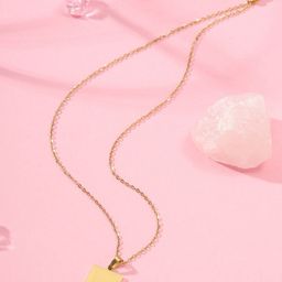 SALTY Gold Plated Rectangle Charm Pendant With Chain image 3