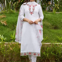 CANBIA Women Floral Embroidered Kurta with Trousers & Dupatta-picture-5