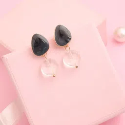 Brado Jewellery Rose Gold Plated Artificial Stones Studded Contemporary Drop Earrings-43